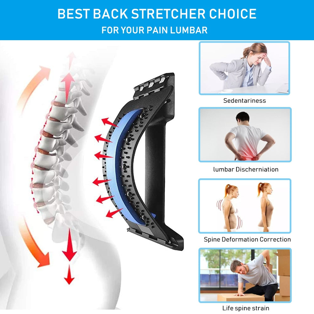 Multi-Level Adjustable Back Massager Stretcher Waist Neck Stretch Fitness Lumbar Cervical Spine Support backpain Relief Relax