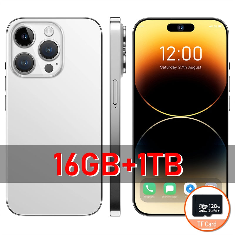 Global Version l14 Pro Max 5G Cellphones Full Screen 4G Unlocked Smartphones 16GB+1TB Android 13 Mobile Phone Qualcomm8 Gen 1