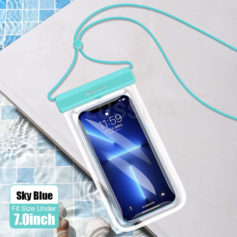 Waterproof Phone Case Under 7.0 inches For iPhone 13 14 Pro Max X Case IPX8 Universal Cover For Huawei Xiaomi Redmi Note Samsung