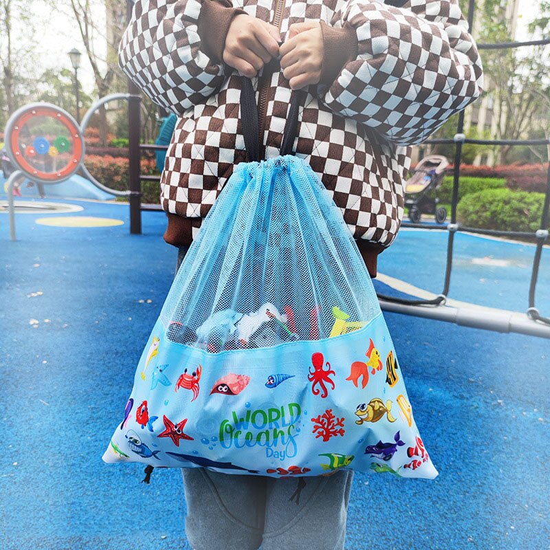 Portable Baby Sea Storage Mesh Bags For Children Kids Beach Sand Toys Net Bag Water Fun Sports Bathroom Clothes Towels Backpacks