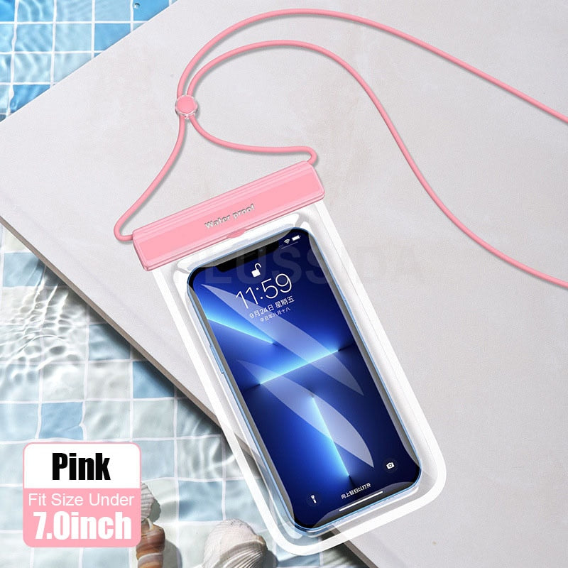 Waterproof Phone Case Under 7.0 inches For iPhone 13 14 Pro Max X Case IPX8 Universal Cover For Huawei Xiaomi Redmi Note Samsung