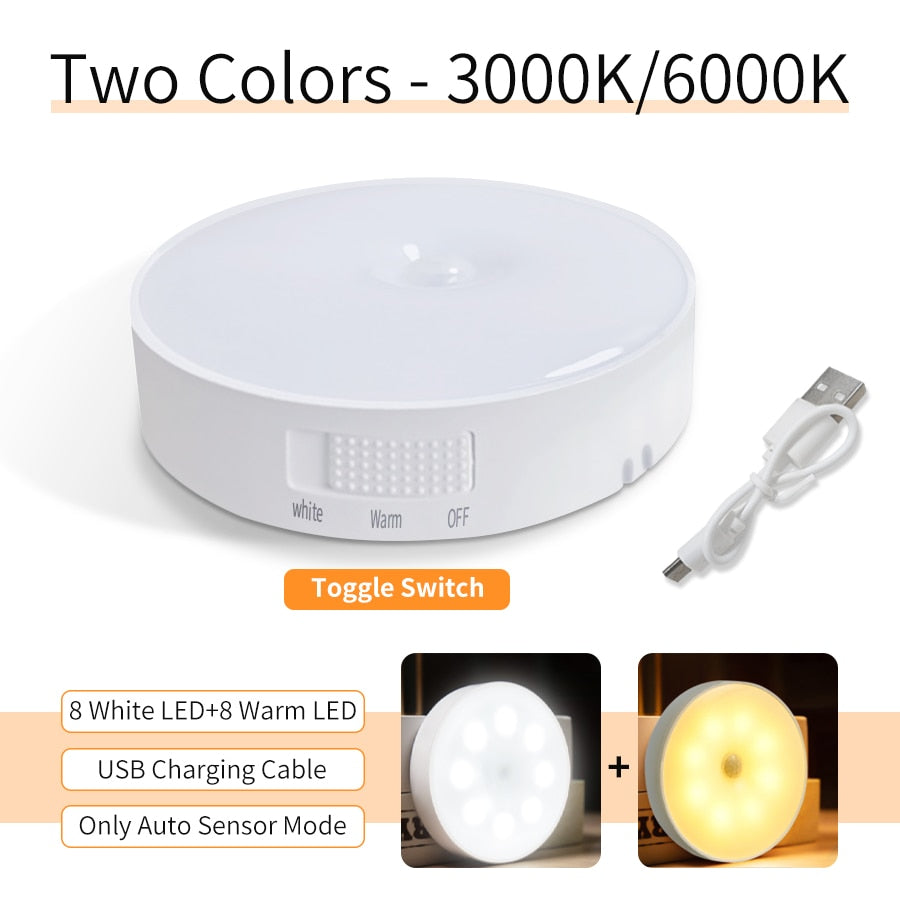 4pcs USB Rechargeable Motion Sensor LED Night Light Wall Decoration Bedroom Night Lamp Kitchen Cabinet Lights Child Nightlight