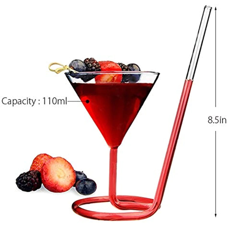 110ml Creative Screw Spiral Straw Molecular Cocktail Glass