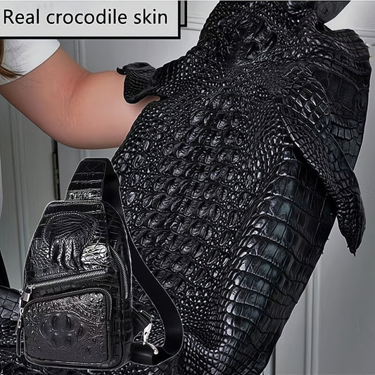 Crocodile leather chest bag leather fashion trend young men's bag casual vertical men's one-shoulder cross-body bag