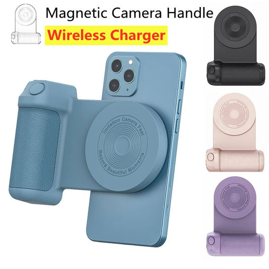 Magnetic Wireless Charger Stand Camera Handle Photo Bracket Bluetooth Mobile Phone Anti-shake Selfie Device Fast Charging Holder